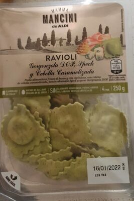 Foto de Ravioli Gorgonzola DOP speck y cebolla caramelizada