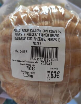 Foto de Pollo asado relleno con ciruelas pasas y nueces
