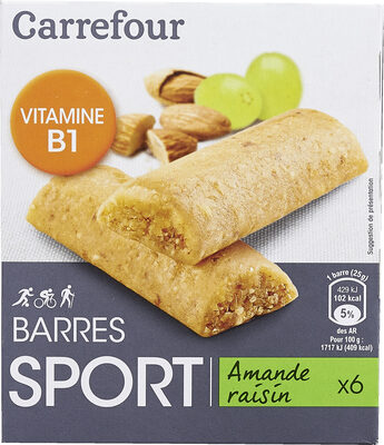 Foto de ENERGY* BAR ALMOND & GRAPE** Vitamin B1* *Source de vitamine B1 qui contribue à un métabolisme énergétique normal. **Amande & Raisin