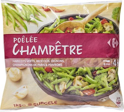 Foto de Poêlée champêtre Haricots verts, carottes orange et jaunes, garden peas, champignons de Paris