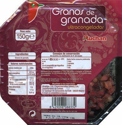 Foto de Granos de granada congelados "Auchan"