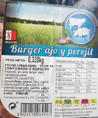 Foto de Burger ajo y perejil