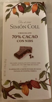 Foto de Chocolate negro cacao con pepitas de cacao de ghana