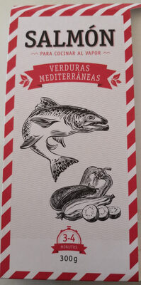 Foto de Salmón para cocinar al vapor verduras mediterráneas