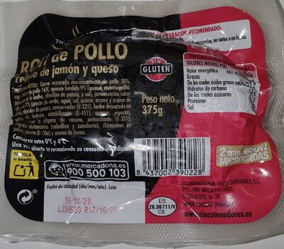 Foto de Roti de pollo relleno de jamón y queso
