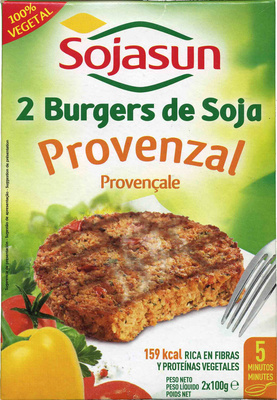 Foto de 2 burgers de soja provenzal
