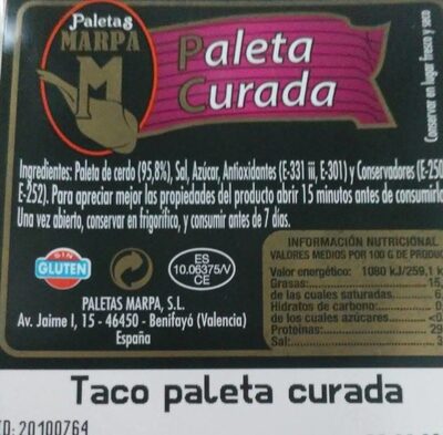 Foto de Taco paleta curada