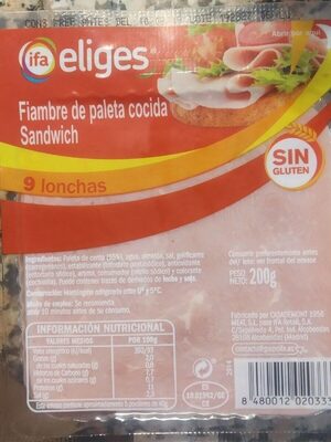 Foto de Fiambre de paleta cocida sandwich