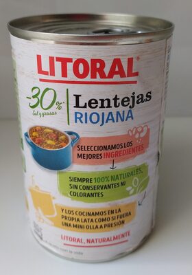 Foto de Lentejas Riojana Litoral. -30% sal y grasas