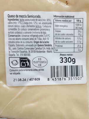 Foto de Queso mezcla semicurado cuña
