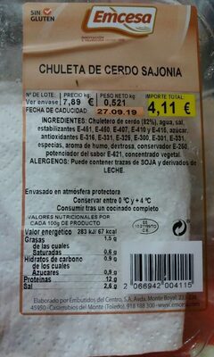 Foto de CHULETA DE CERDO SAJONIA
