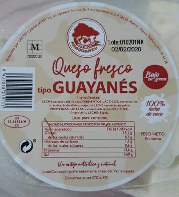 Foto de Queso Fresco tipo Guayanés