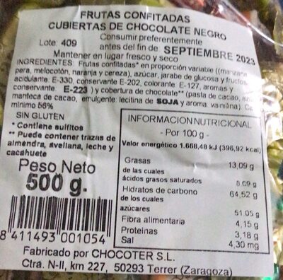 Foto de Frutas confitadas cubiertas de chocolate negro