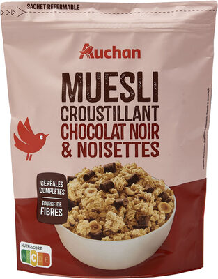Foto de Auchan muesli croustillant chocolat noir et noisettes 450g