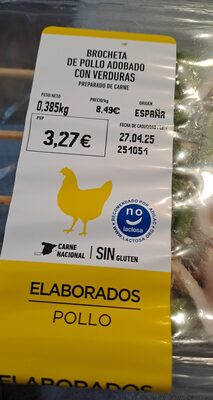 Foto de Brocheta de pollo adobado con verduras