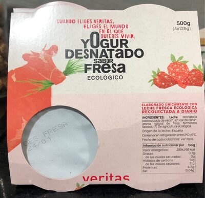 Foto de Yogur desnatado sabor fresa ecologico