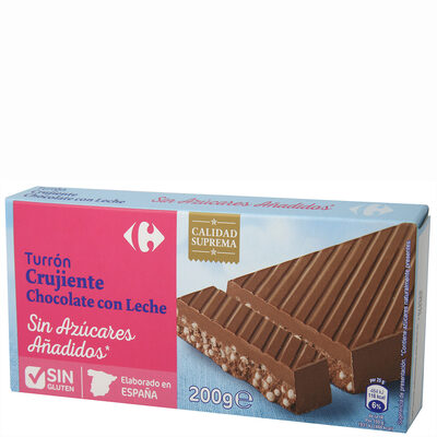 Foto de Turrón crujiente chocolate con leche sin azúcar