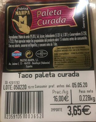 Foto de Taco paleta curada