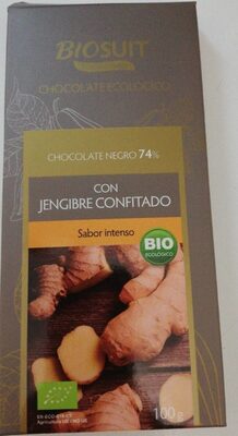 Foto de Chocolate negro 74% ecológico con jengibre confitado