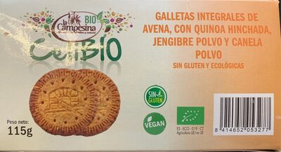 Foto de CeliBIO: Galletas integrales de Avena, con Quinoa hinchada, jengibre polvo y canela polvo