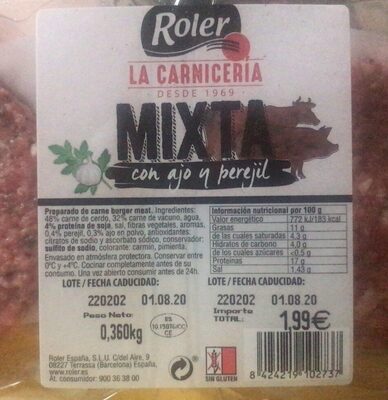 Foto de Hamburguesa mixta con ajo y perejil