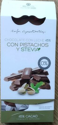 Foto de Chocolate con leche 45% con pistachos y stevia