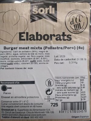 Foto de Burger meat mixta (pollastre/porc) (4u)