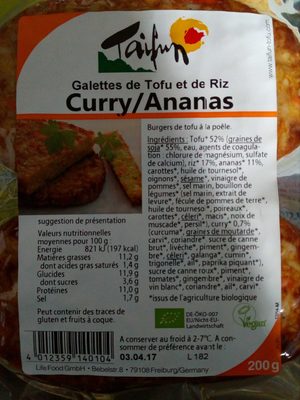 Foto de Galettes de tofu et de riz curry/ ananas