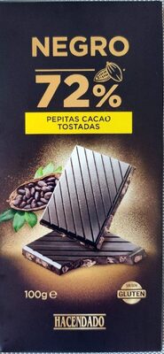 Foto de Chocolate negro 72% con pepitas de cacao tostadas
