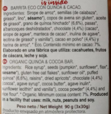 Foto de Natural bars Quinoa y Cacao