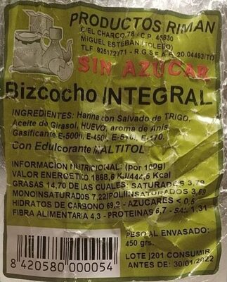 Foto de Bizcocho integral sin azúcar