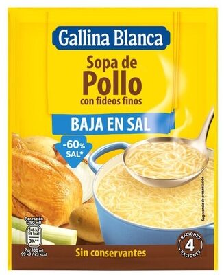 Foto de Sopa de pollo con fideos finos baja sal