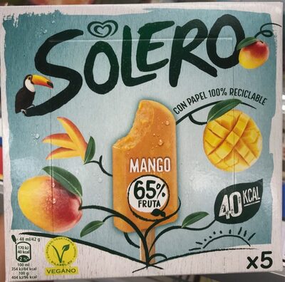 Foto de Helado de sorbete de mango con trocitos de mango