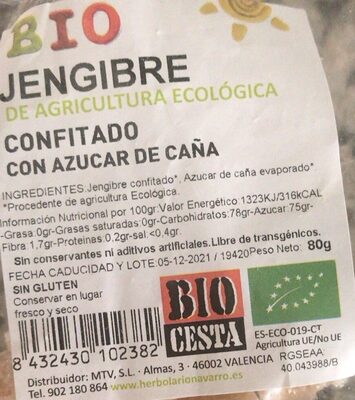 Foto de Jengibre confitado con azucar de caña