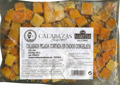 Foto de Calabaza pelada en dados congelada "Grupo Marfesa"