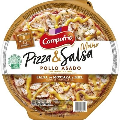 Foto de Pizza y salsa pollo asado con mostaza y miel