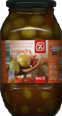 Foto de Aceitunas verdes partidas aliñadas a la gazpacha "Dia" Variedad Manzanilla