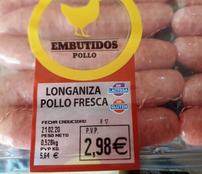 Foto de Longaniza pollo fresca sin lactosa sin gluten Martínez