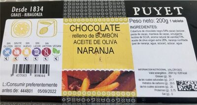 Foto de Chocolate relleno de bombón con aceite de oliva y naranja