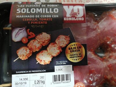 Foto de Solomillo marinado de cerdo con cebolla, tomate y pimiento