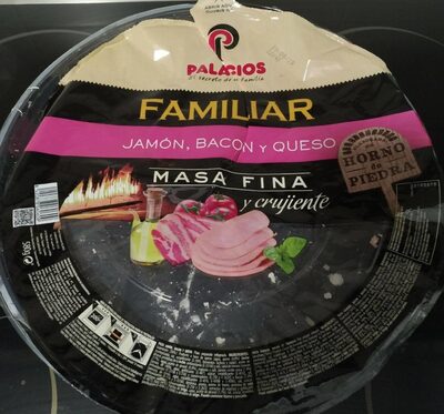 Foto de Pizza familiar jamón, bacon y queso masa fina