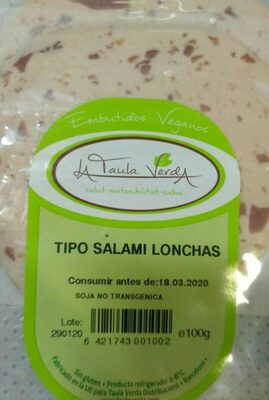 Foto de Embutido vegano tipo salami lonchas
