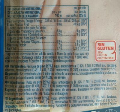 Foto de Pechuga de pavo lonchas sin gluten
