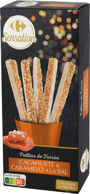Foto de Palitos de turron de cacahuete con caramelo a la sal