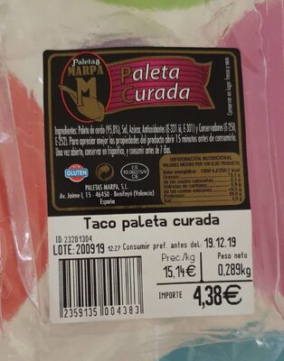 Foto de Taco paleta curada