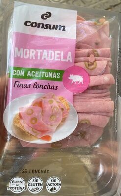 Foto de Mortadella con aceitunas. Finas lonchas