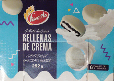Foto de Galleta de cacao rellena de crema cubierta de chocolate blanco