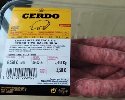 Foto de LONGANIZA FRESCA DE CERDO TIPO SALCHICHA