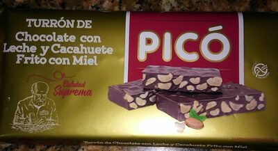 Foto de Turrón de chocolate con leche y cacahuete frito con miel