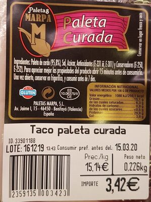 Foto de Paleta curada